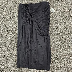 Mezzanine Womens Sz S Strapless Mini Dress Black Knotted Front